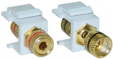 Banana Keystone Insert, Female / Female Coupler, Set of 2 (Red + Black), White