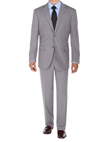 Bianco B Men's Suit Two Button Side Vent Jacket Flat Front Pants Modern Fit Suit