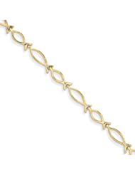 14k Yellow Gold Religious Icthus Fish Bracelet