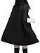 Allegra K Women Round Neck Slit Sleeves Worsted Poncho Coat Black XL
