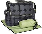 Oi Oi Grey Dot Messenger Diaper Bag-Green Lining