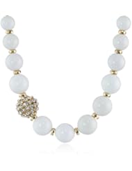 Chunky Beaded Crystal Pave Ball Accent Gold Tone Necklace, 18.5"+3" Extender
