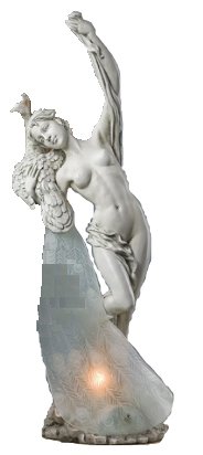 Art Nouveau style statue peacock plume sculpture lamp