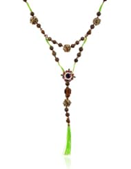 Betsey Johnson "St. Barts" Macrame and Wood Bead Long Necklace, 33"