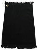 Golf Towel w/ Fringe 11 x 18 Cotton Velour Black