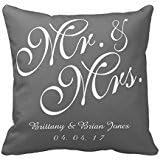 Lightinglife Initial Cushion Gray &amp;Amp; White Mr. And Mrs. Wedding Pillow