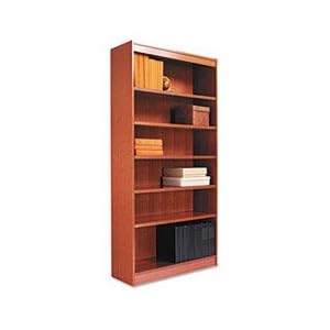 Alera Wood Veneer 7-Shelf Square Corner Bookcase, Finished Back, 36 x 12x 84, Cherry... by Alera