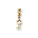 Dangling Key Charm in 14K Gold for Pandora and most 3mm Bracelets