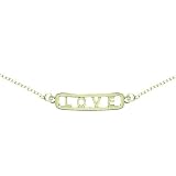 18kt Gold over Sterling Silver Open Bar LOVE 9-10in Adjustable Anklet