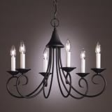 Chandelier 6 Lt, Wrought Iron finish