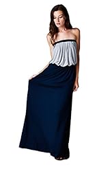 Strapless Two-Toned Elasticized   Waistline Spandex/Viscose Maxi Dress 