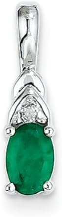 14k White Gold Genuine Emerald Diamond pendant, Pendants for Necklace, Women Jewelry