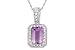 1 1/20 Carat Amethyst and Diamond 14K White Gold Pendant w/ Chain