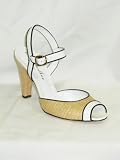BETTYE MULLER Chaise Patent/Raffia Sandal in Natural/ White