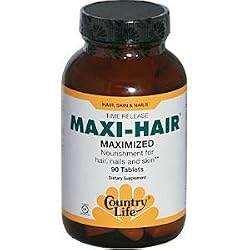 Country Life Maxi Hair Time Release, 90-Tablet