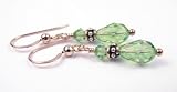 August PERIDOT Gold Swarovski Crystal Beaded Birthstone Dangle Earrings