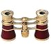 Adorama 3 x 25 Focusing Opera Glass Binocular, Burgundy with Gold Trim
