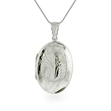 Eve's Addiction Large Oval Etched Sterling Silver Locket