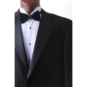 Men's Single Breasted Two Button Black Super 150s Wool Feel Tuxedo