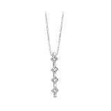 14K White Gold Square Shaped Cubic Zirconia Slide Pendant with Chain