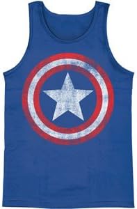 Marvel Comics Captain America Distressed Shield Royal Blue Tank