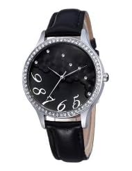 Pythons Black Color Leather Band Ladies Fashion Watches