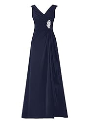 V-neck Chiffon Evening Dress/Bridesmaid Dress/Mother-of-the-Bride Dress/Prom Dress/Wedding Party Dress 