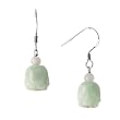 Natural Grade A Jadeite Jade Hanging Rose Sterling Silver Drop Earrings