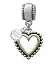 Two Tone Open Heart with Beaded Border - Im. Rhodium & Charm European Charm Bead Hanger with Clear Swarovski Crystal Drop