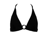 Athena Textured Black Halter Swimsuit-top w/Ring