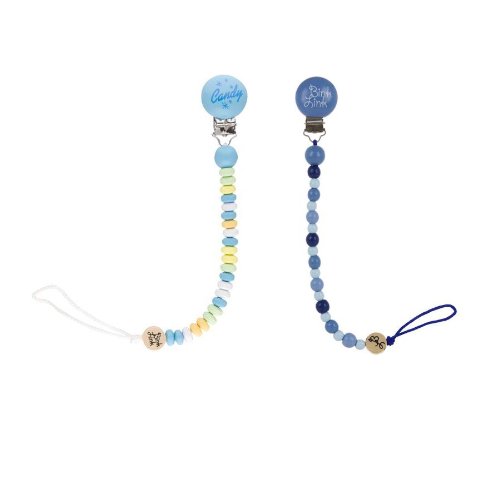 Bink Link Pacifier Attacher - 2 Pack, Candy Man/Blueberry