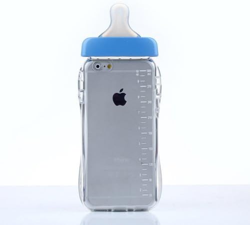 3D Cute Transparent Feeding Milk Bottle Soft TPU Gel Case for iphone 5/5S (blue)