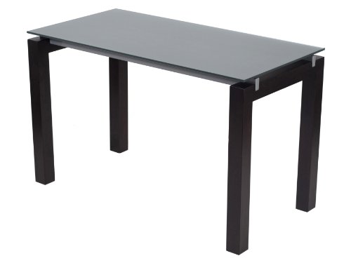 ITALMODERN Barette Laptop Desk with Glass Top Wenge Stained Wood Legs