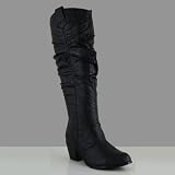 TEXAS02 Women's Western Cowboy Boots Black