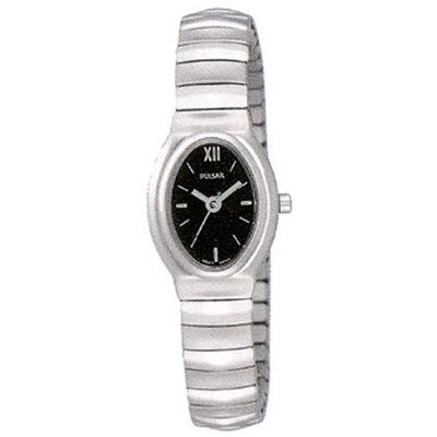 Pulsar by Seiko PRS577 Ladies Watch Stainless Steel Black Dial Expansion Watch