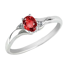 Ruby Gemstone Ring with Diamonds in 10K White Gold, Size 5.5 by