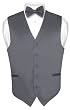 Men's CHARCOAL GREY Dress Vest BOWTie Set for Suit or Tuxedo