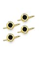Solid 14K Gold and Onyx Stud Set with Diamond Inlay