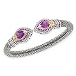 925 Silver, Amethyst & Rhodolite Bracelet with 14k Gold Accents (2.95ctw)