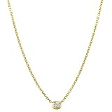 14k Yellow Gold Solitaire Diamond Pendant (1/10 cttw, H-I Color, I1 Clarity), 18"