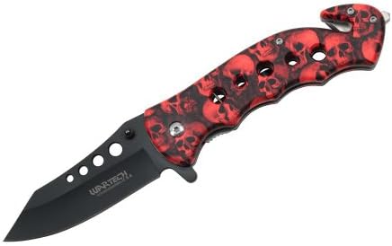 Wartech "Revenant" Assisted Opening Rescue Knife - Red Skulls