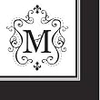 Monogram Black & White Cocktail Napkins - M Monogram Black & White Cocktail Napkins - M