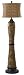 Kenroy Homes Fiji Floor Lamp with a Silver Gilt Finish and a Gold Print Fabric Shade