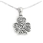 Celtic Knot Irish Shamrock 3-Leaf Clover Sterling Silver Pendant with 18" Necklace