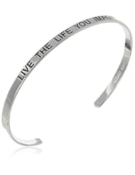 Sterling Silver "Live The Life You Imagine" Inspirational Cuff Bracelet