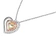Sterling Silver CZ Necklaces - Three-Tone Hearts - Chain: 16-18" (adjustable) Height: 22mm