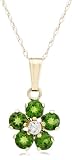 14k Yellow Gold Chrome Diopside Floral Pendant, 18"