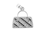 14K WHITE GOLD CHARM PENDANT W/DIAMONDS - BAG