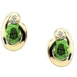 14K Yellow Gold Chatham Created Emerald and Diamond Earrings