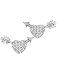 Pave Heart Arrow Diamond Pave Earrings in 18K White Gold 2.25 Diamonds